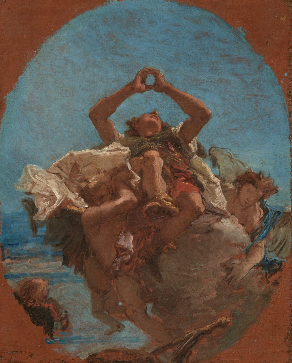 Svatý Roch nesený anděly do nebe, asi 1735-1745 (olej na plátně) od Giambattista & Tiepolo Giandomenico (1727-1804) Tiepolo