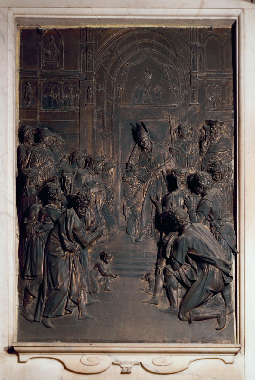 Svatý Antonín Absolvování Seignory, reliéf z kaple Salviati (bronz) od Giambologna