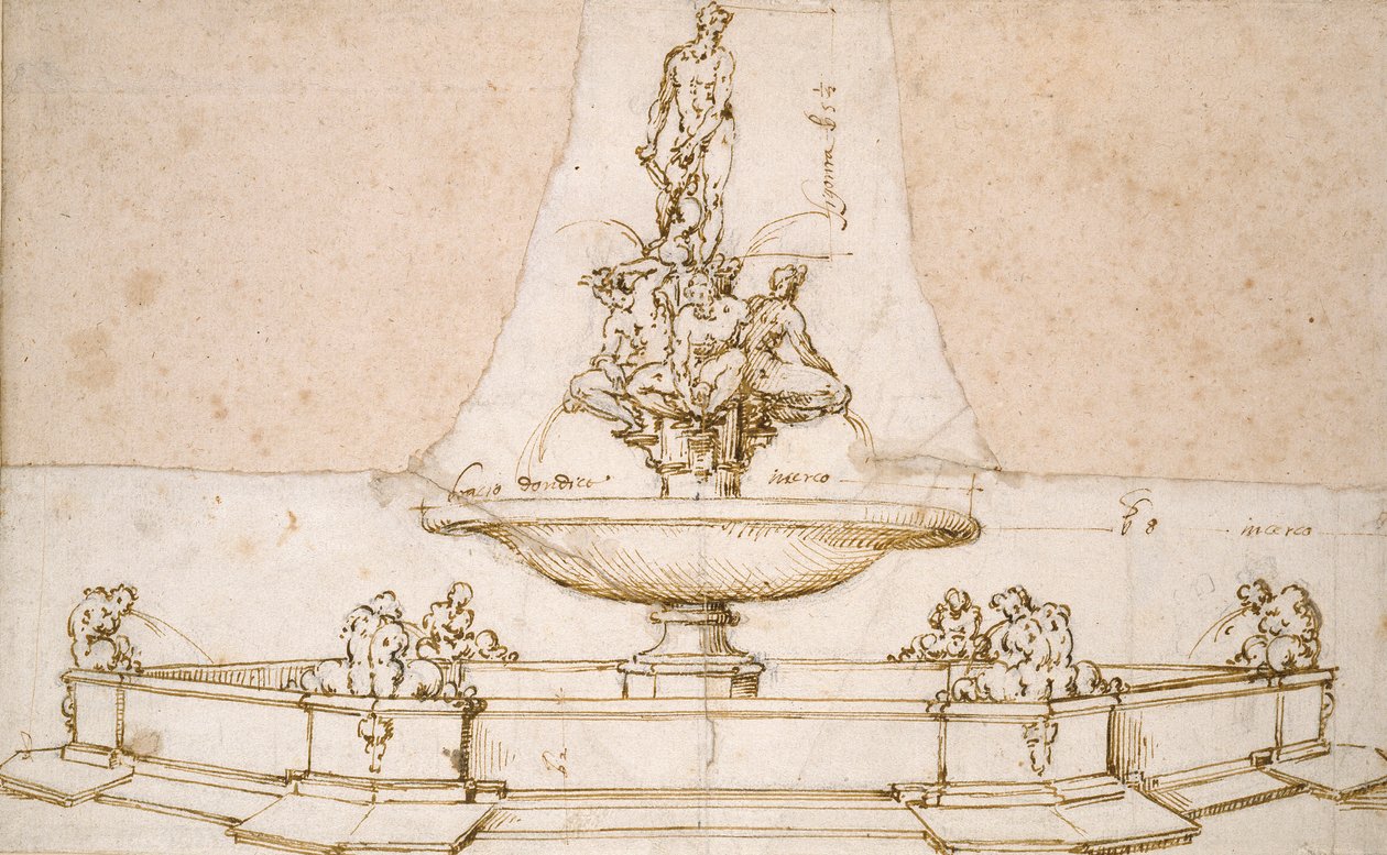 Design pro fontánu, konec 16. století od Giambologna