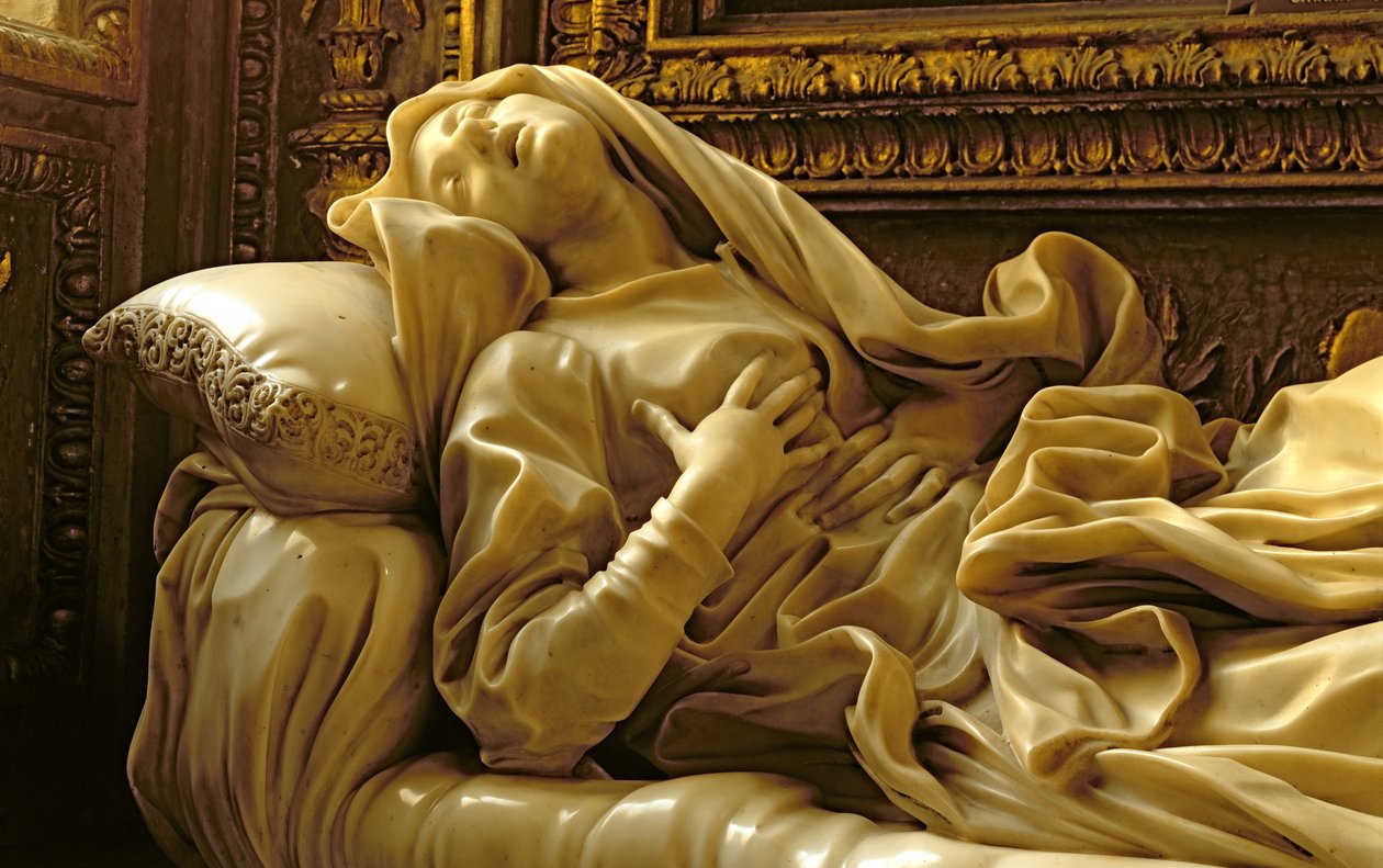 Smrt blahoslavené Ludoviky Albertoni, z kaple Altieri, 1674 mramorový detail 96878 od Gian Lorenzo Bernini