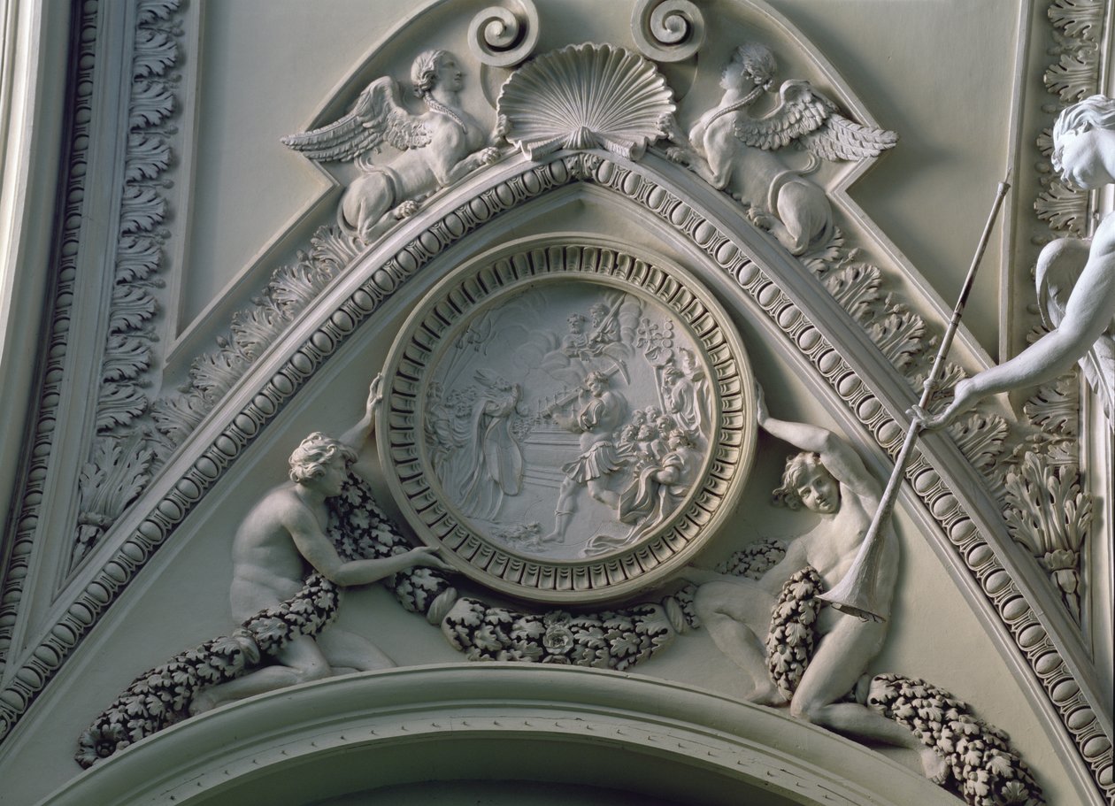 Medailon zobrazující císaře Konstantina a založení chrámu sv. Petra od Gian Lorenzo Bernini