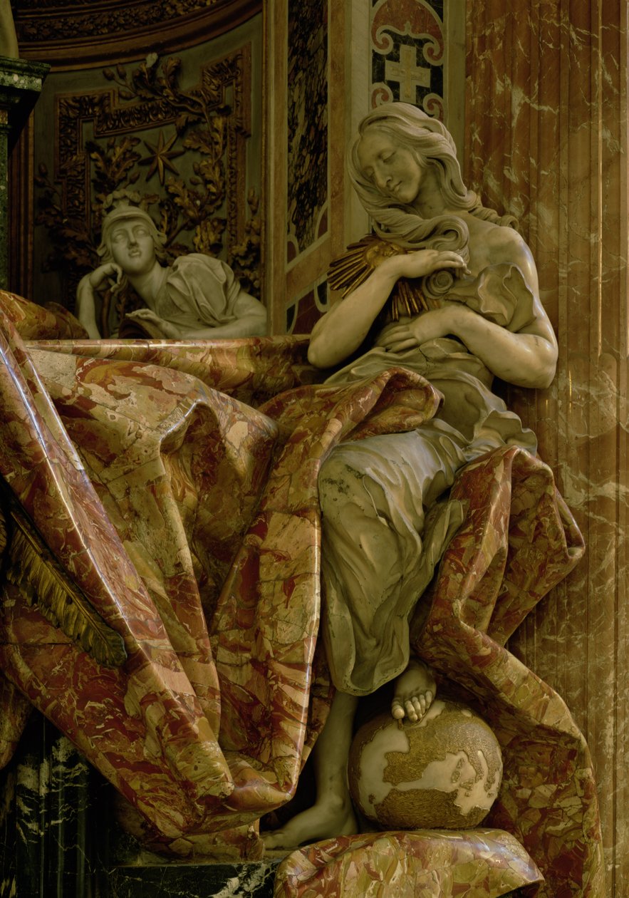 Pravda z pomníku Alexandra VII v severní transeptu, 1672-78 (mramor a zlacený bronz) od Gian Lorenzo Bernini