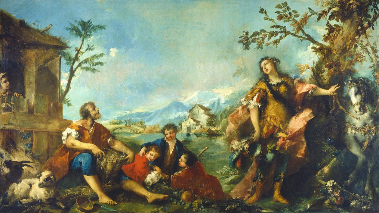 Erminia a pastýři od Gian Antonio Guardi and Francesco Guardi