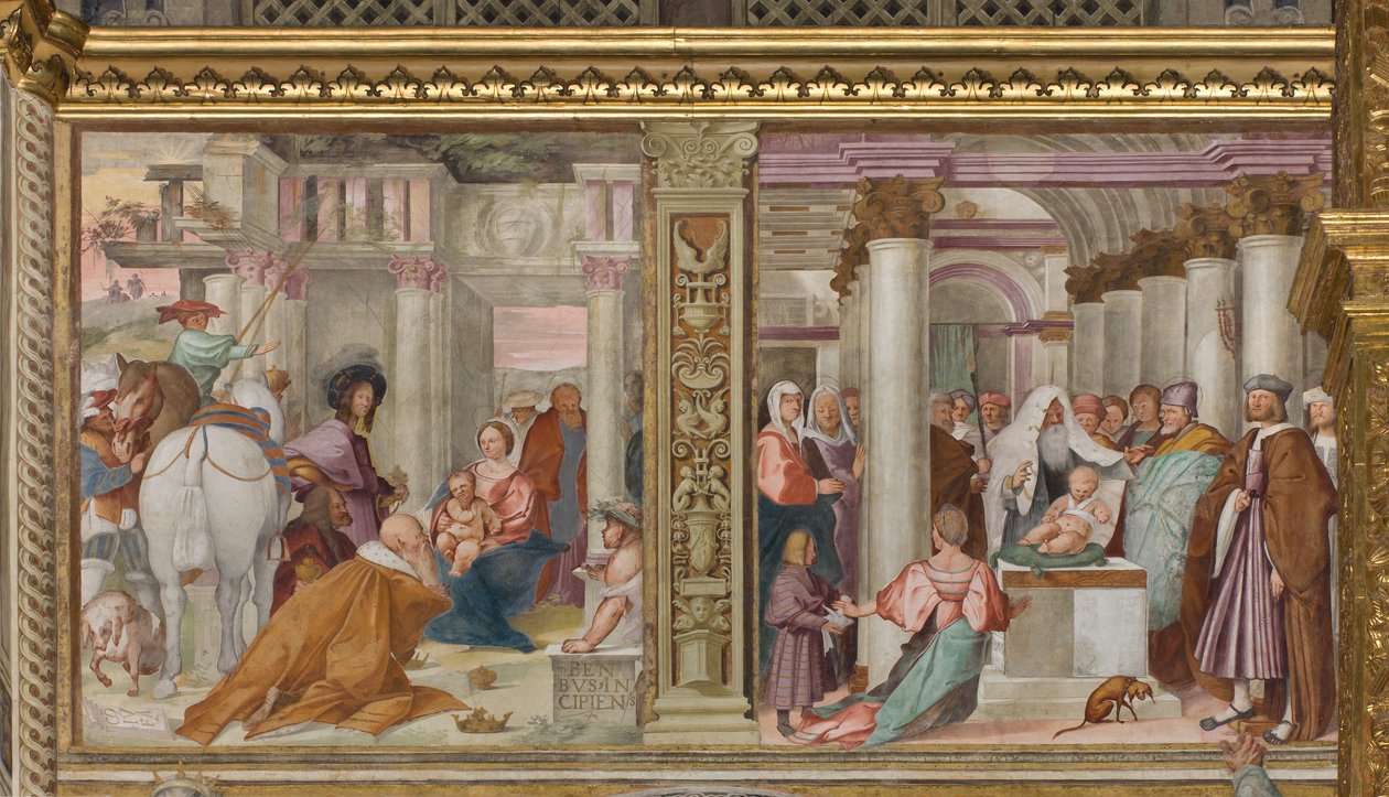 Centrální aava, Páté severní pole, Klanění mudrců, Obětování v chrámu, Gian Francesco Bembo od Gian Francesco Bembo