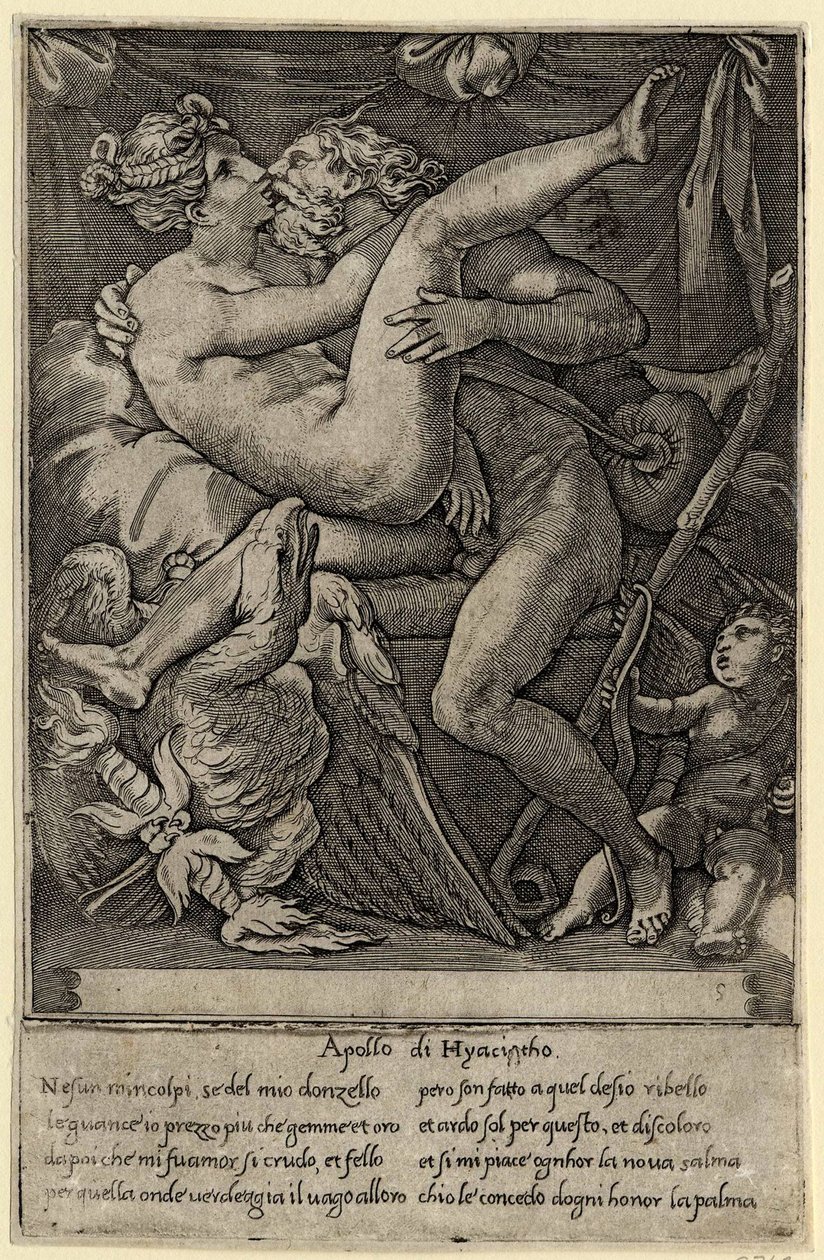Jupiter a Mnemosyne po Perino del Vaga, 1527 od Gian Jacopo Caraglio