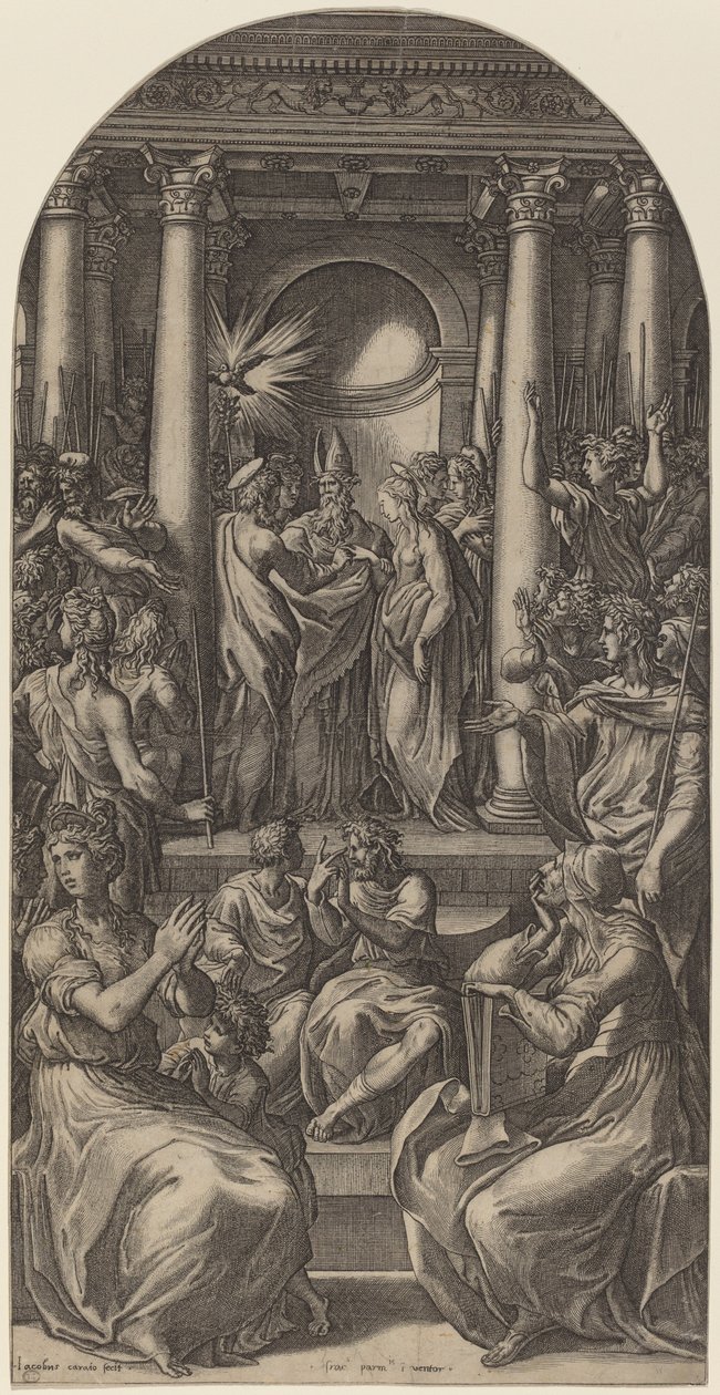 Svatba Panny od Gian Jacopo Caraglio after Parmigianino