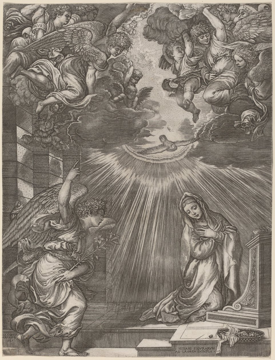 Zvěstování od Gian Jacopo Caraglio after Titian