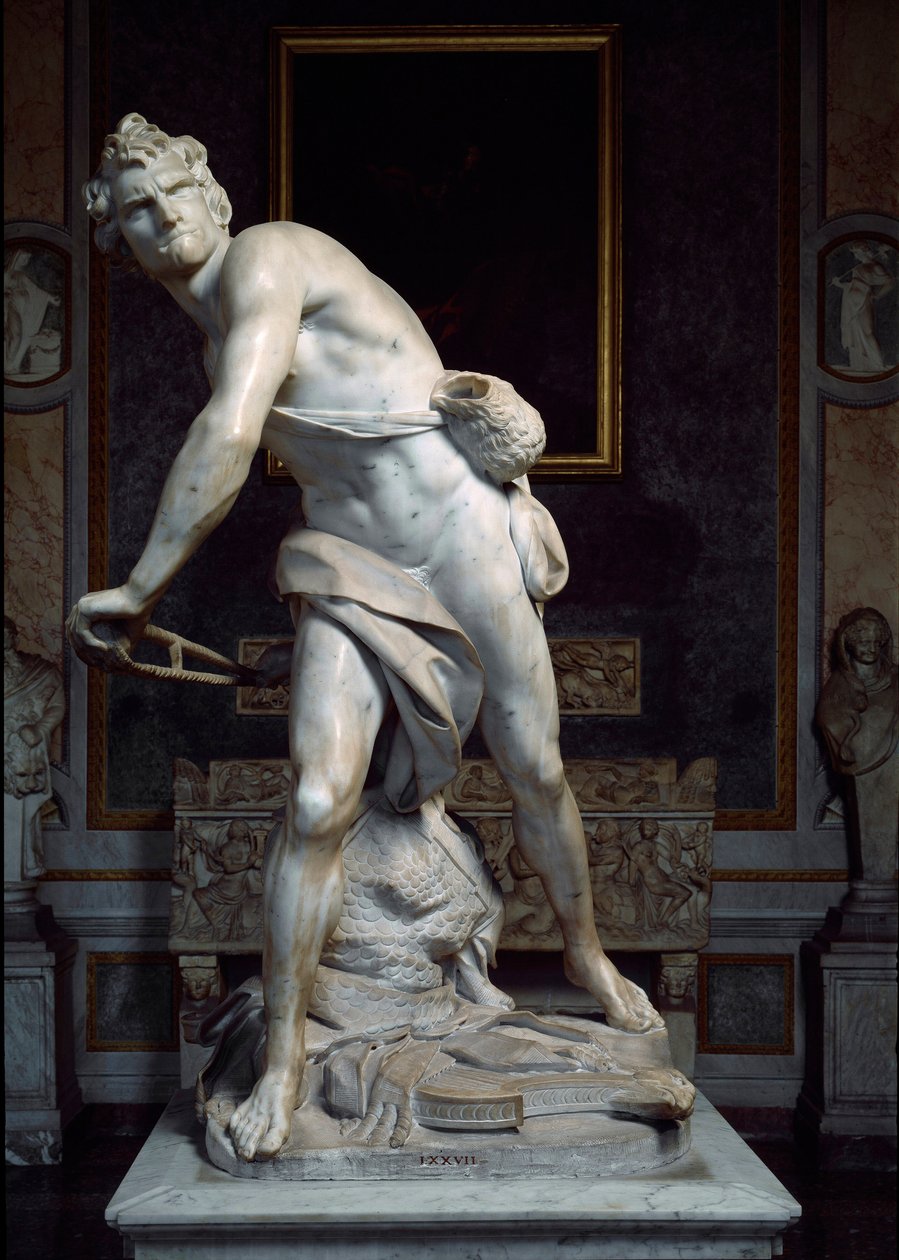 David hází kamenem praku Barokní socha od Gian Lorenzo Bernini dit Le Bernin (1598-1680) od Gian Lorenzo Bernini