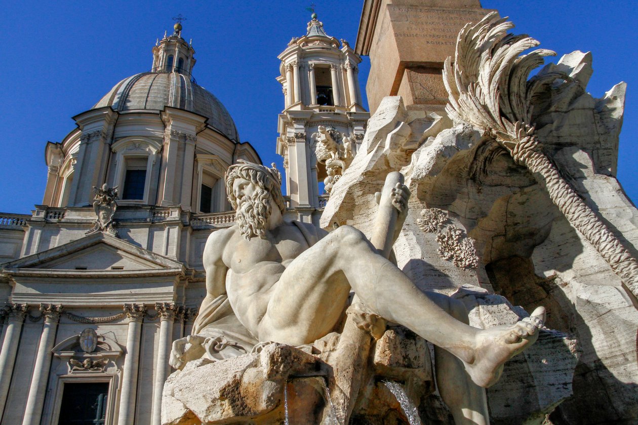 Personifikace řeky Gangy, detail z Fountain of Four Rivers od Gian Lorenzo Bernini