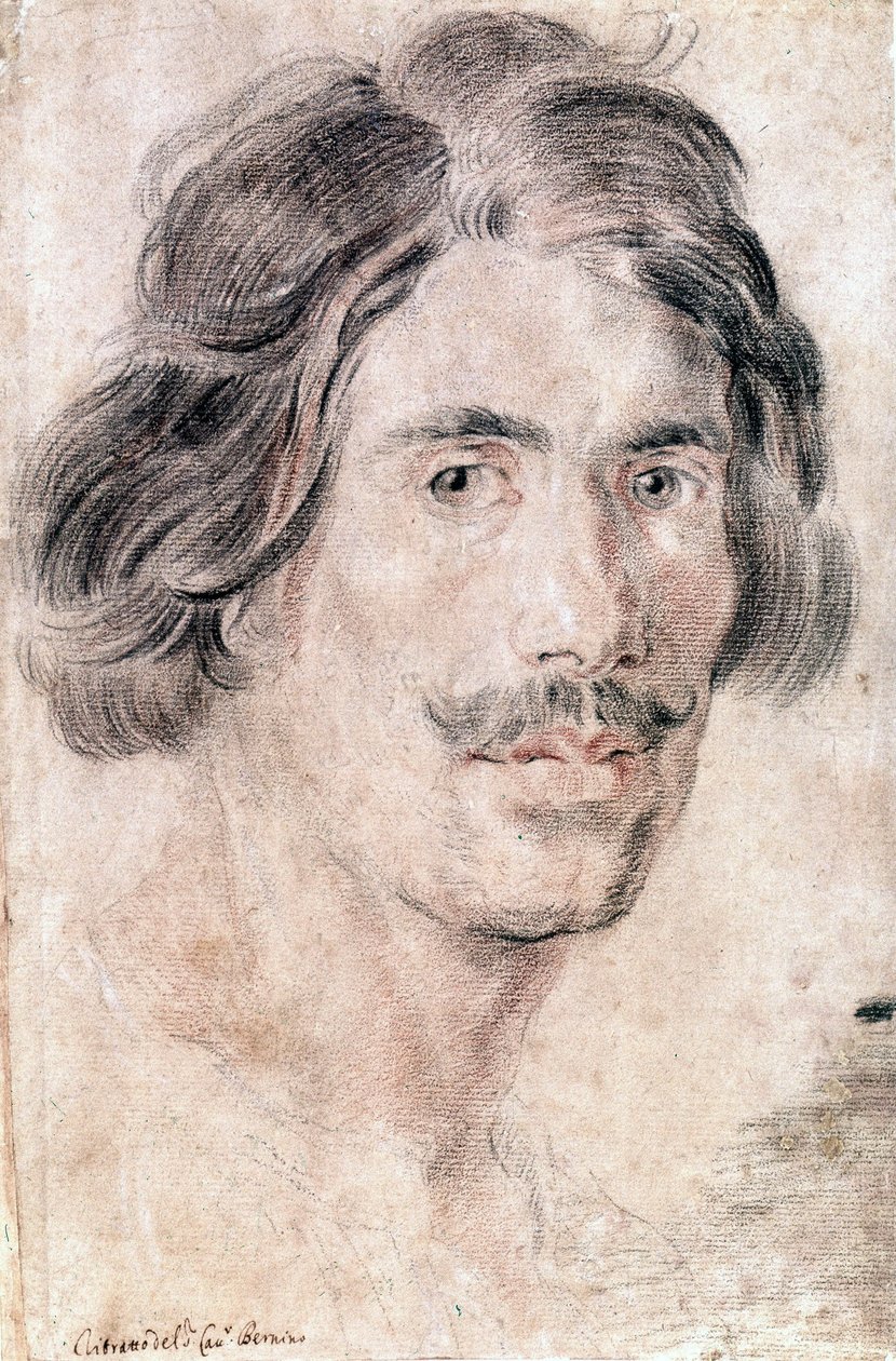 Autoportrét Giana Lorenza Berniniho (Bernin) (1598 - 1680), italského sochaře, malíře a architekta. Národní oddělení tisků a kreseb, Řím. od Gian Lorenzo Bernini
