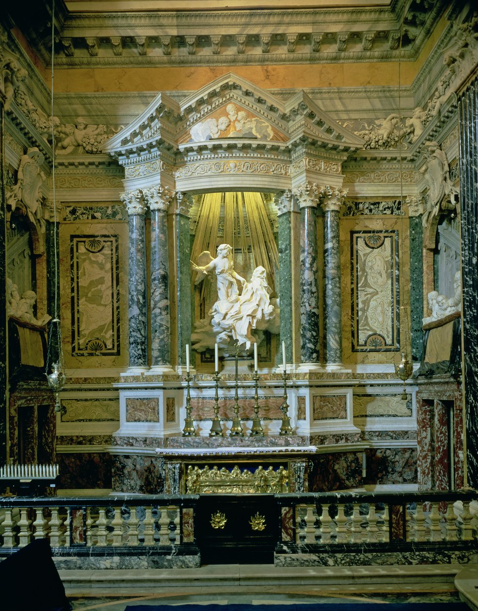 Kaple Cornaro, detail oltáře s fotografií Extáze sv. Terezy od Gian Lorenzo Bernini