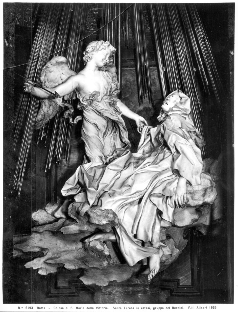 Extáze sv. Terezie (mramor) (černobílá fotografie) od Gian Lorenzo Bernini