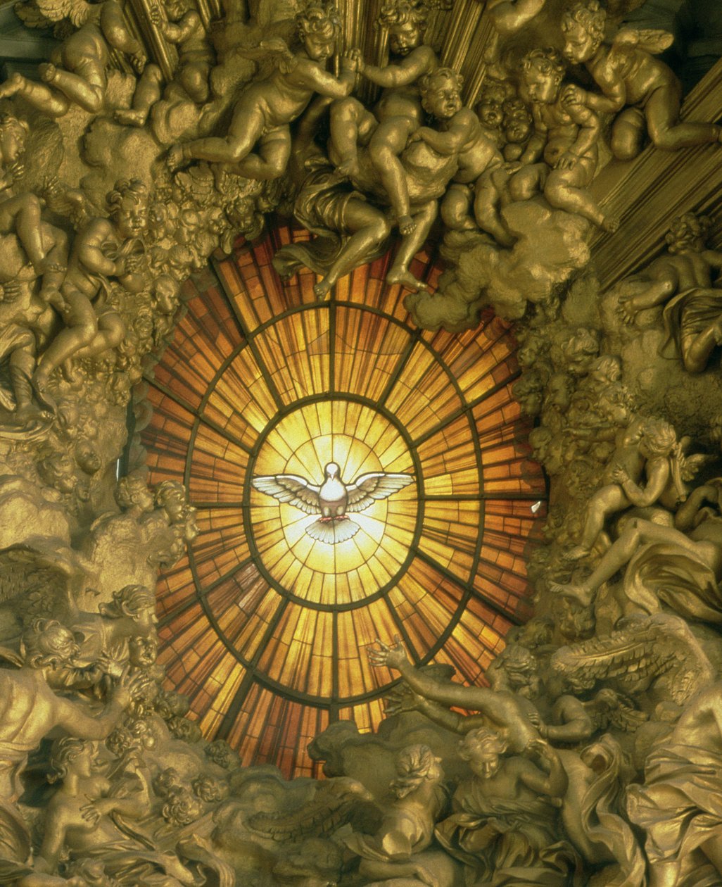 Židle sv. Petra, detail vitráže vzadu, 1665 detail 158488 od Gian Lorenzo Bernini
