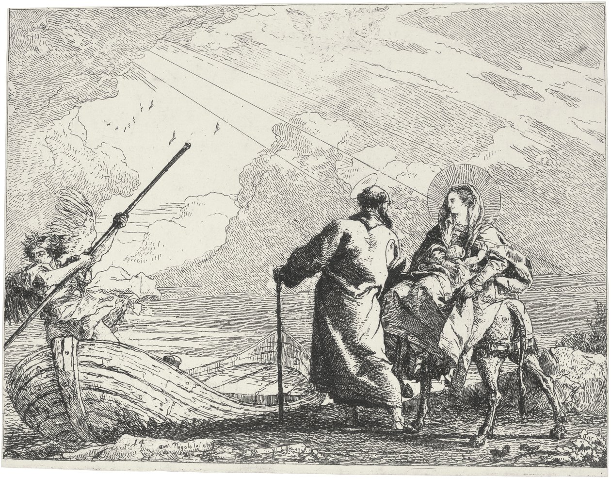 Malebné představy o útěku do Egypta od Giovanni Domenico Tiepolo