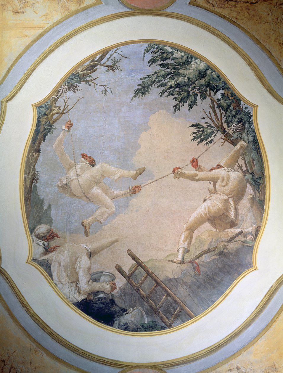 Pulcinella na houpačce, 1797 od Giovanni Domenico Tiepolo