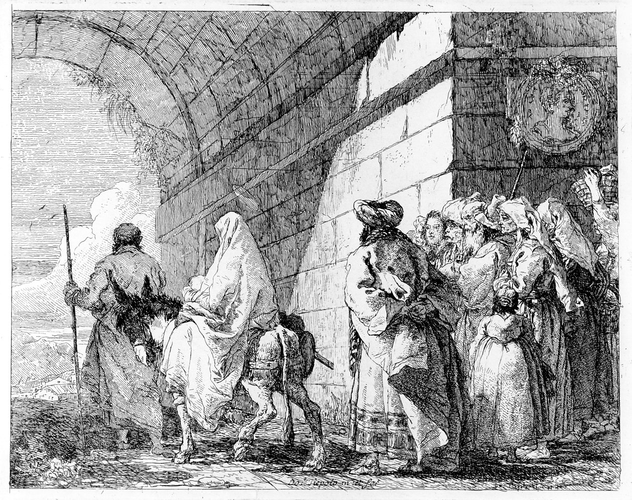 Útěk do Egypta, kolem roku 1750 od Giovanni Domenico Tiepolo