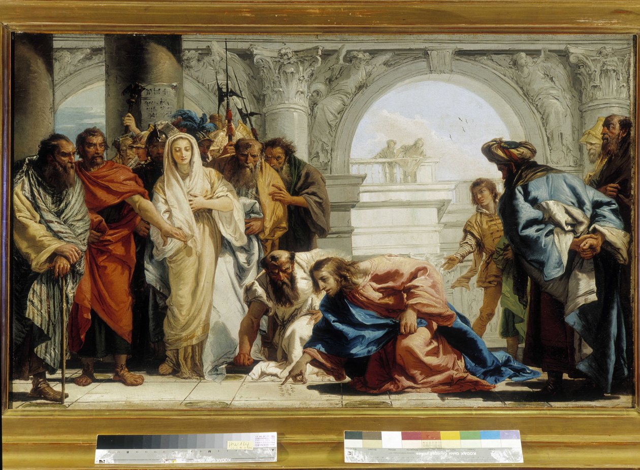 Kristus a cizoložná žena (olej na plátně) od Giovanni Domenico Tiepolo