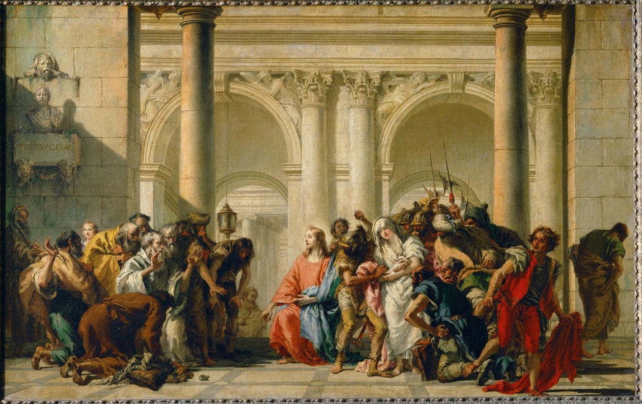 Le Christ et la femme adultere Kristus a cizoložnice... od Giandomenico (1727-1804) Tiepolo