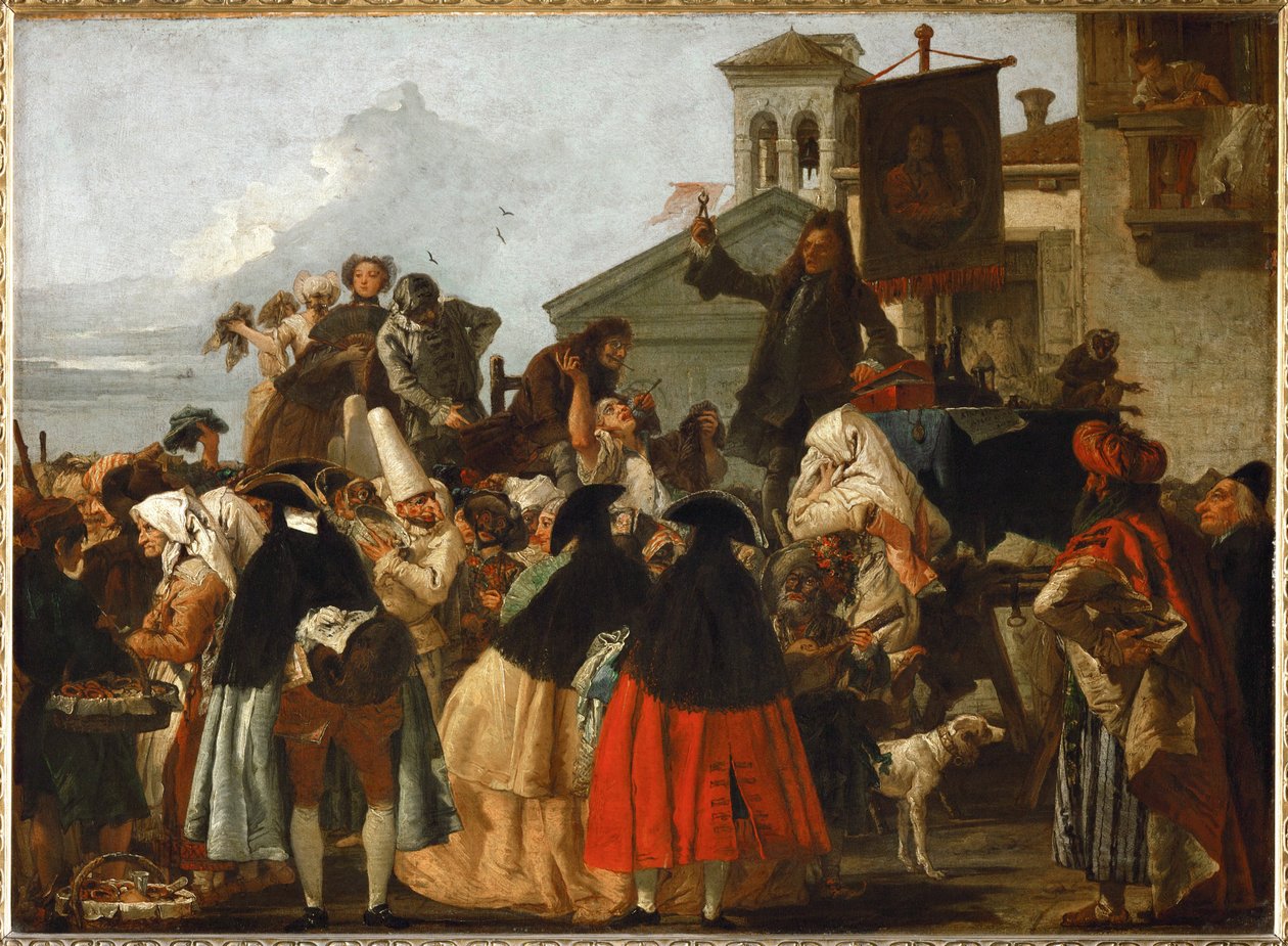 Le charlatan - zubař cca 1754-55 ... od Giandomenico (1727-1804) Tiepolo