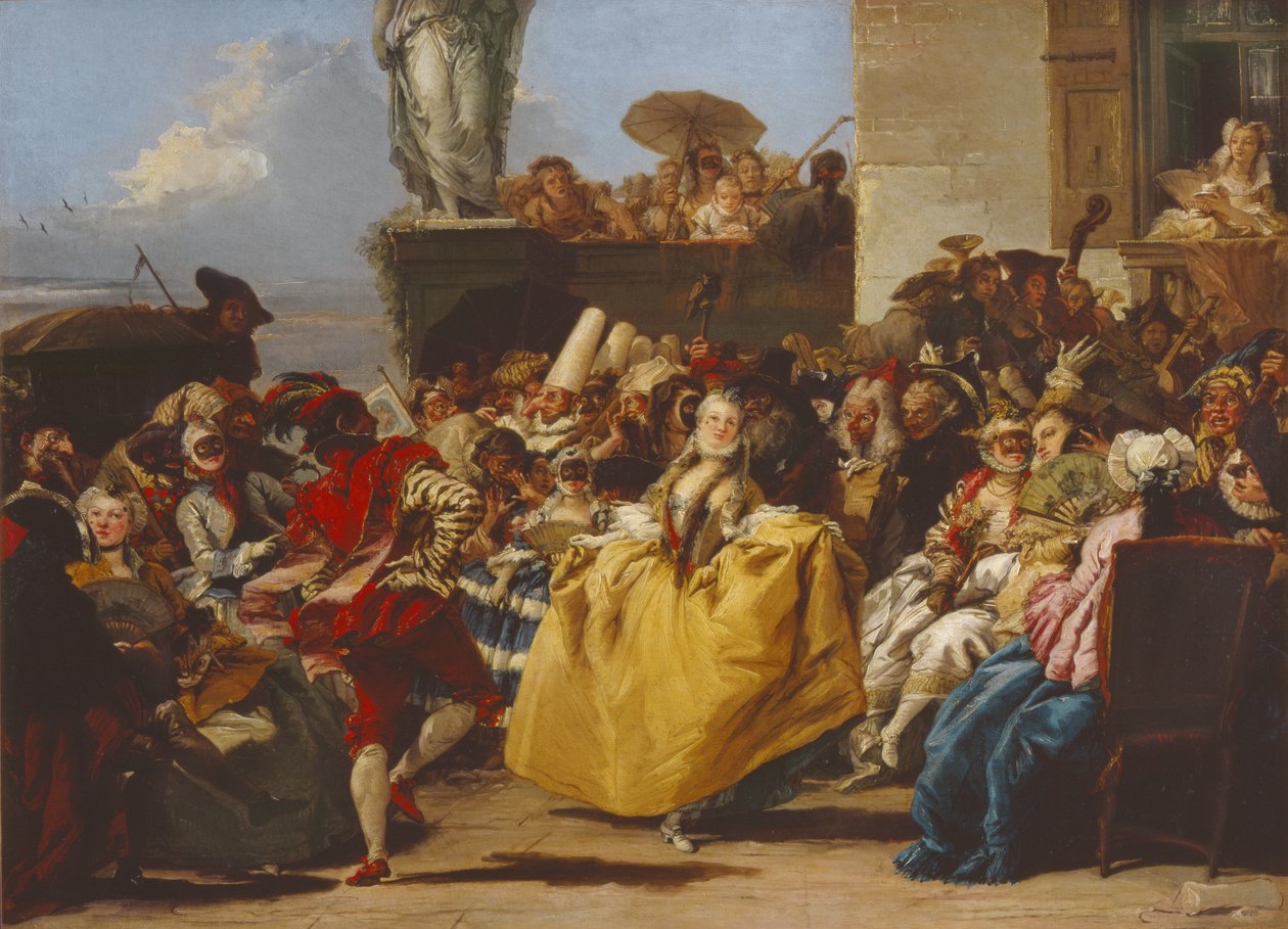 Menuet nebo karnevalová scéna (olej na plátně) od Giovanni Domenico Tiepolo