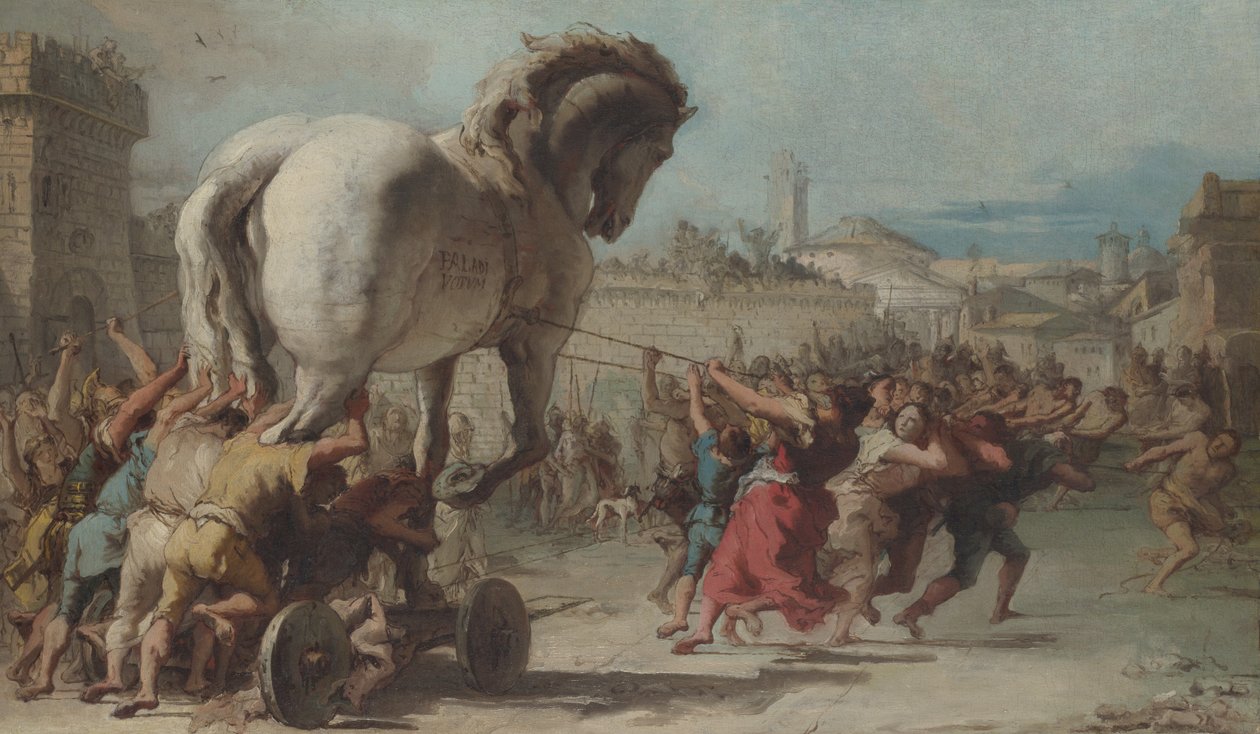 Průvod trojského koně v Troy, c.1760 (olej na plátně) od Giandomenico (1727 1804) Tiepolo