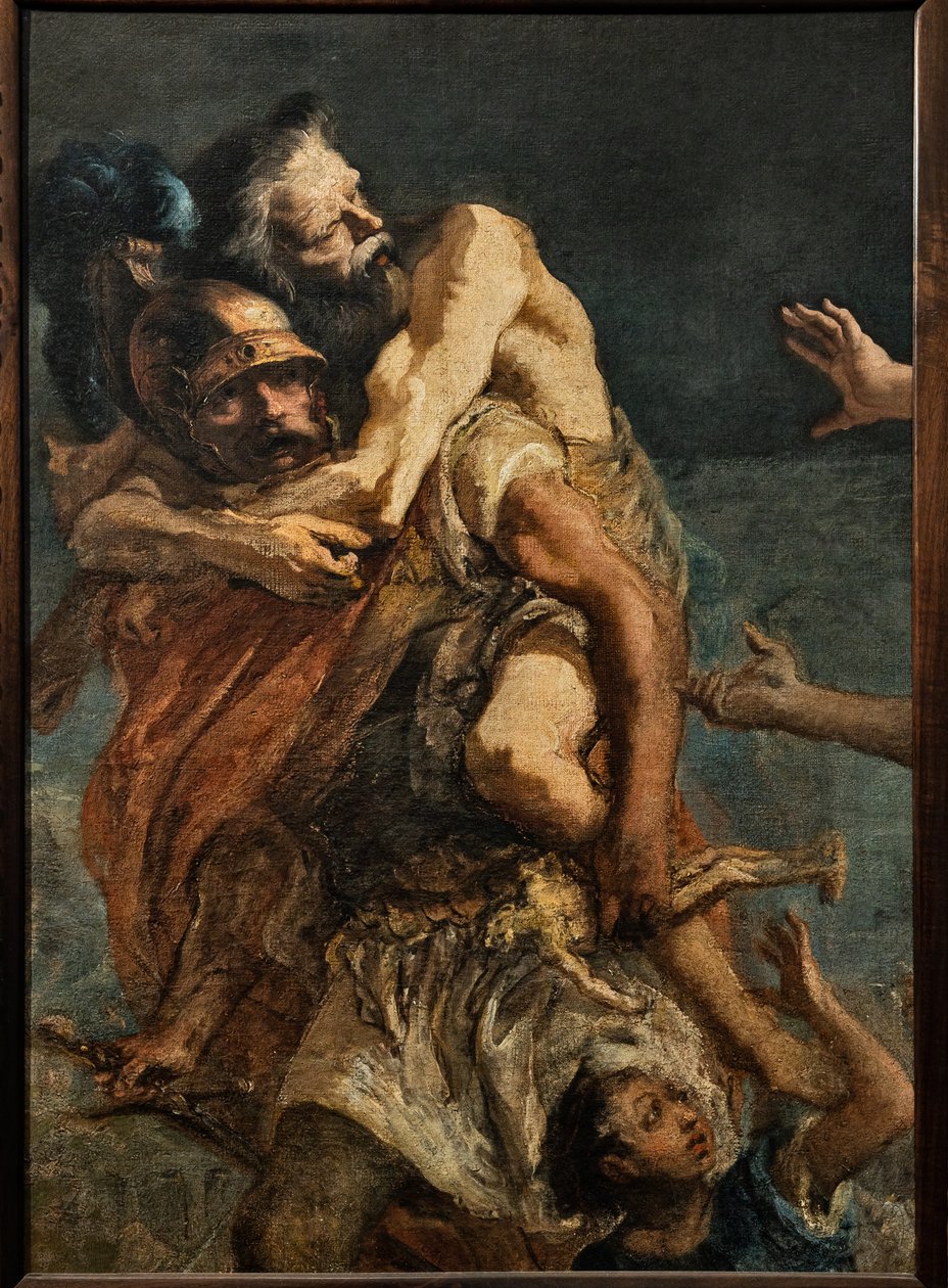 Aeneas, Anchises a Ascanius, kolem 1773 (olej na plátně) od Giandomenico (1727 1804) Tiepolo
