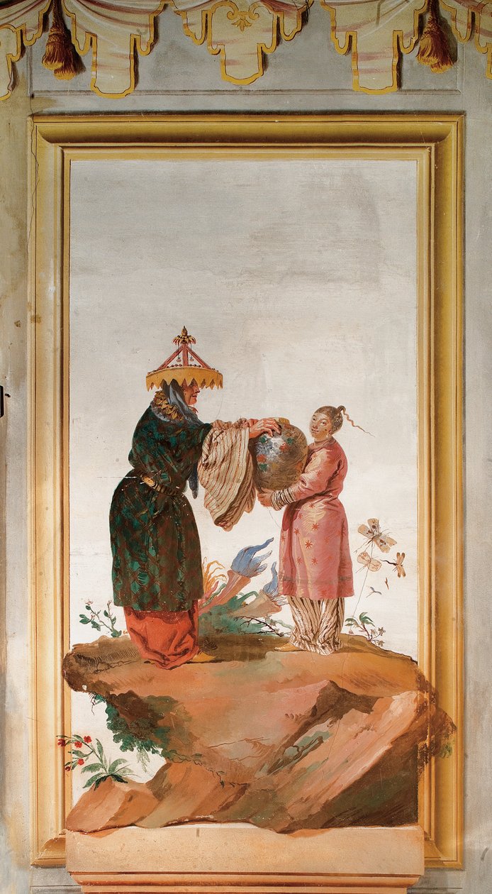 Dvě postavy s vázou, z čínského pokoje v Foresterii od Giovanni Domenico Tiepolo