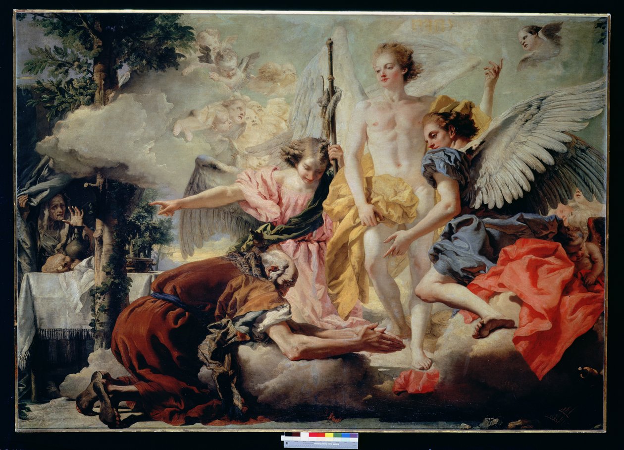 Abraham a tři andělé od Giovanni Domenico Tiepolo