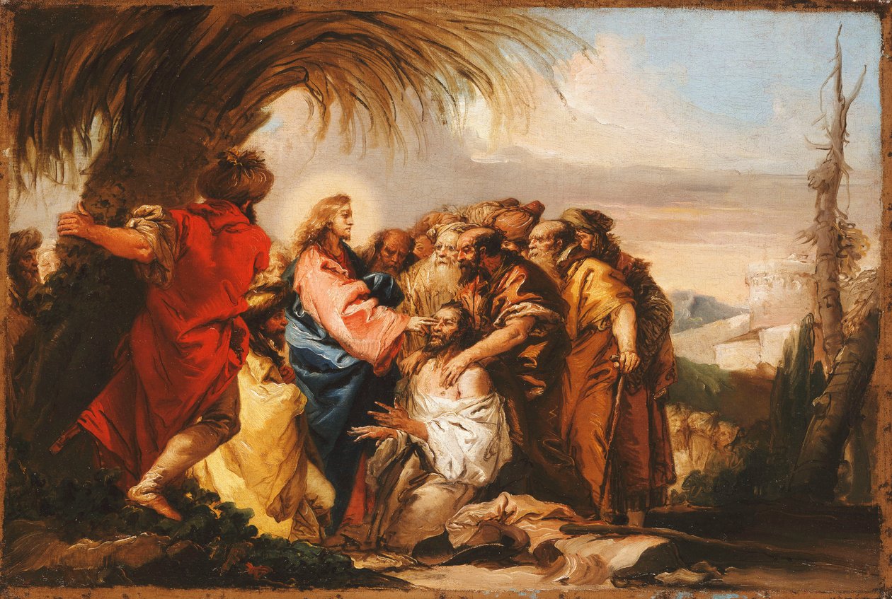 Kristus uzdravuje slepého, kolem roku 1751 od Giovanni Domenico Tiepolo