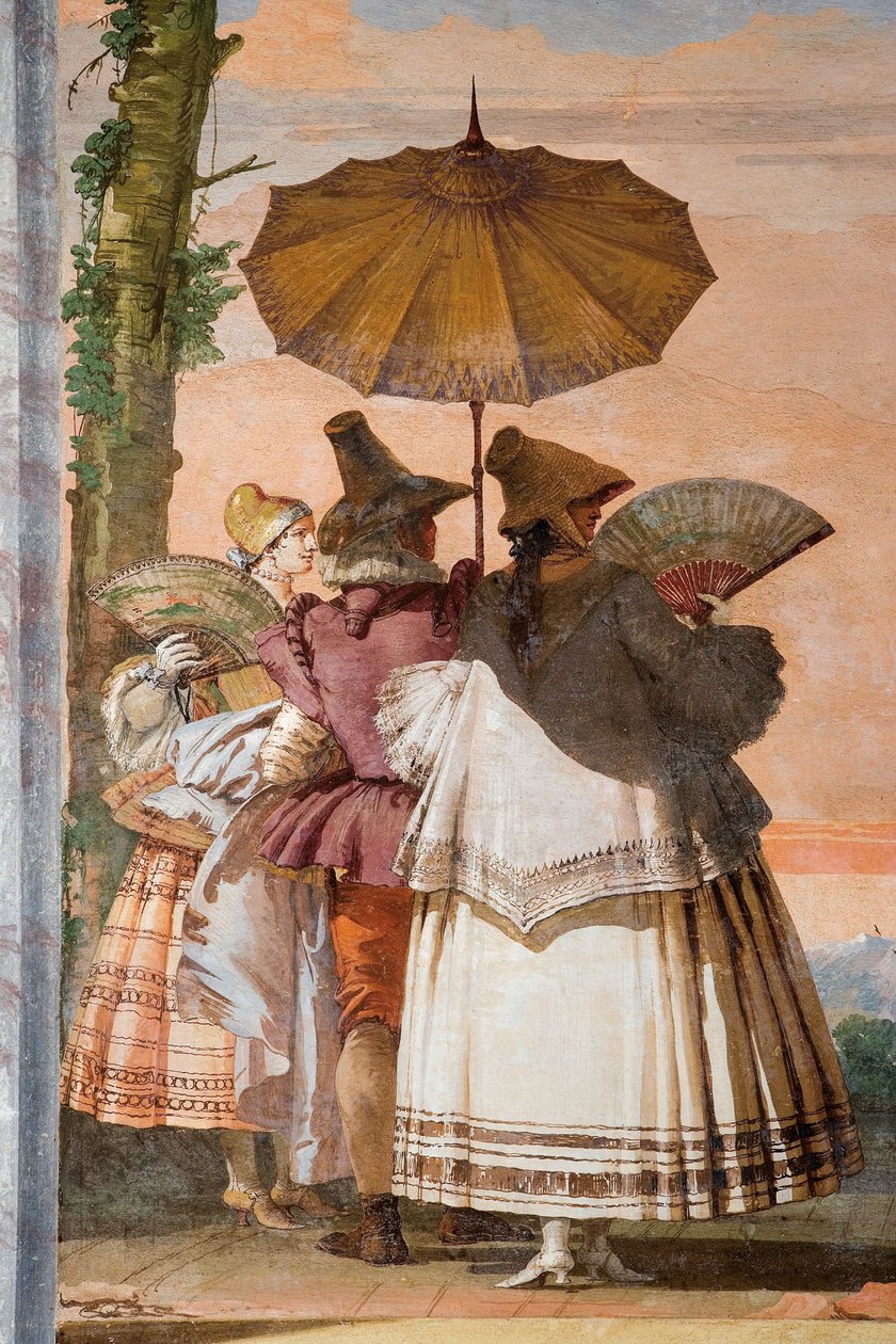 Detail z Letní procházky, z místnosti gotického pavilonu, v Foresterii, 1757 od Giovanni Domenico Tiepolo