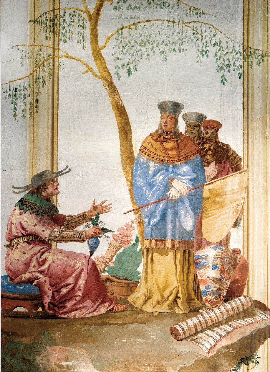 Detail z fresky v čínském pokoji, v Foresterii, 1757 od Giovanni Domenico Tiepolo