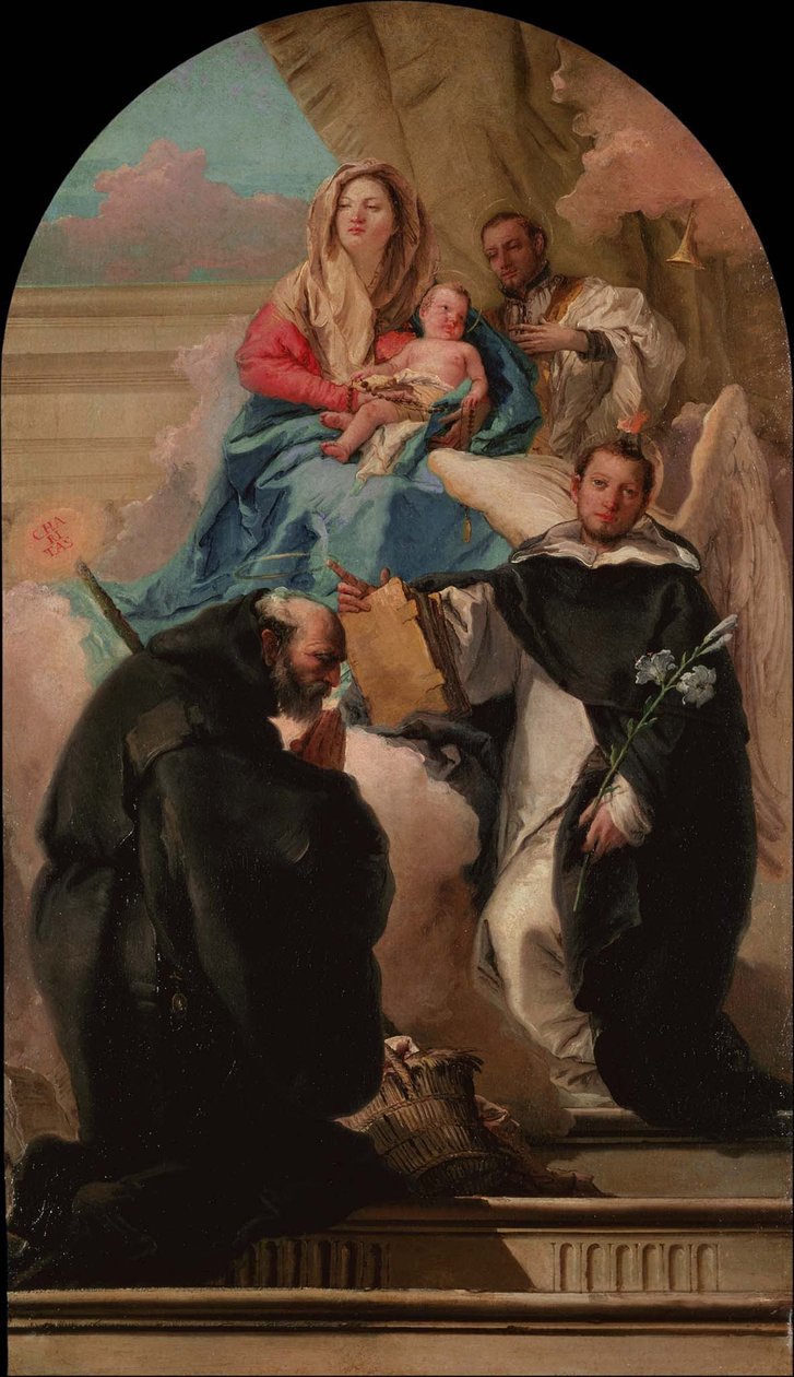 Madona a dítě se třemi svatými, asi 1760 od Giovanni Domenico Tiepolo