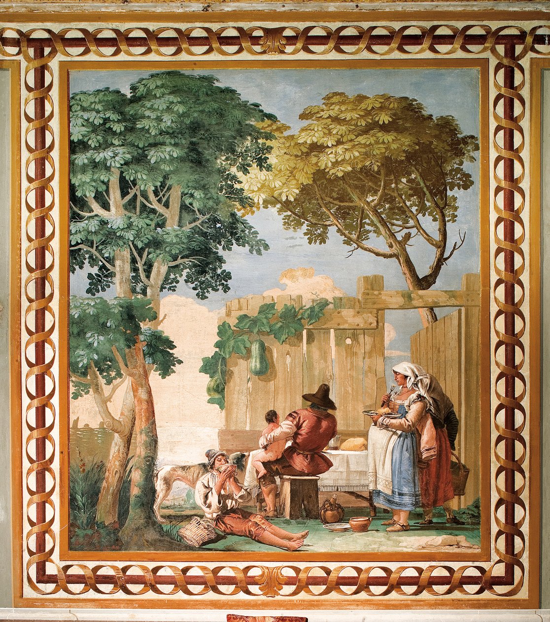 Rolnická rodina u stolu, z pokoje rustikálních scén, v Foresteria (dům pro hosty) 1757 od Giovanni Domenico Tiepolo