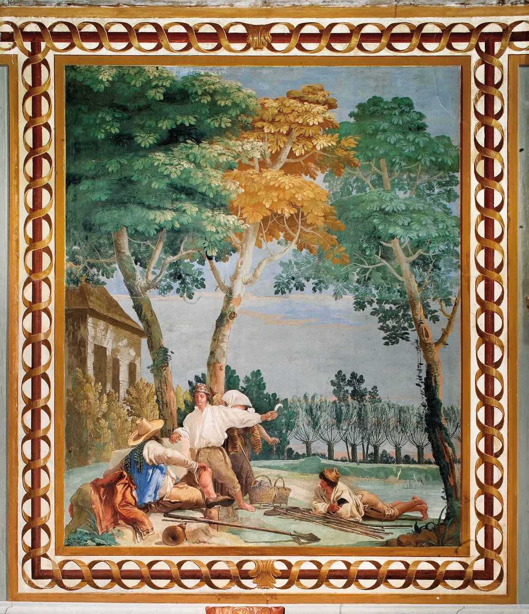 Rolníci odpočívají, z pokoje rustikálních scén, v Foresteria, 1757 od Giovanni Domenico Tiepolo