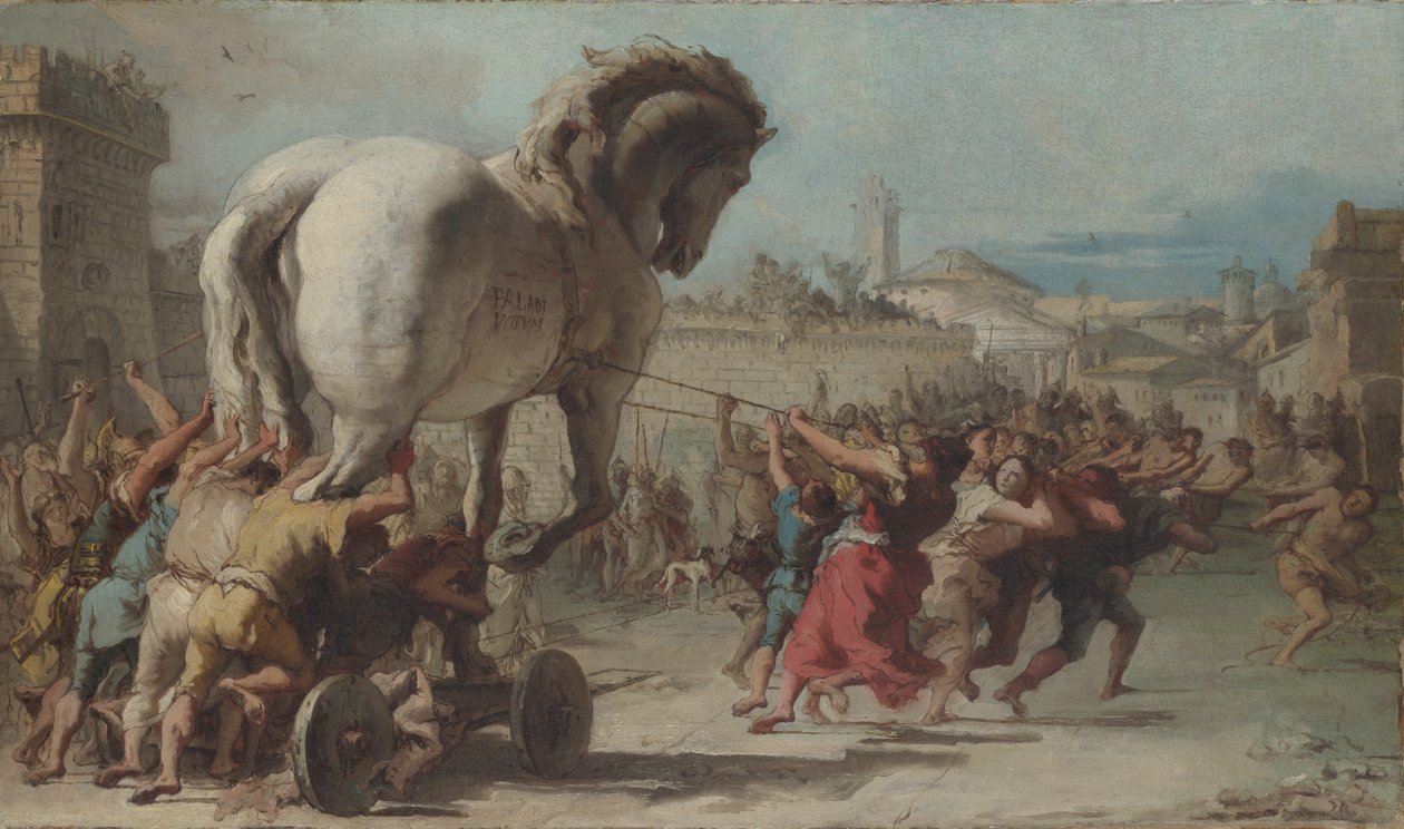 Průvod trojského koně do Tróje, cca 1760 od Giovanni Domenico Tiepolo