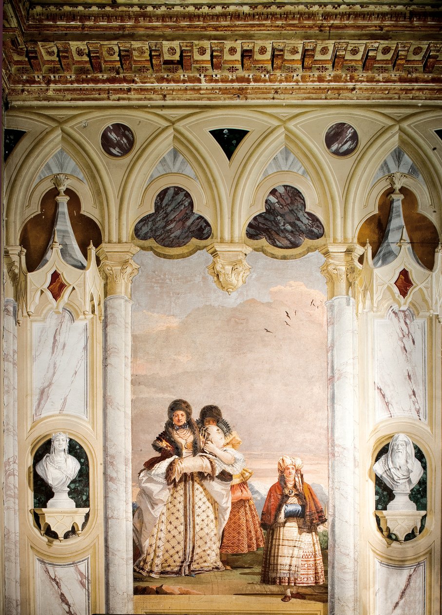 Zimní procházka, z místnosti gotického pavilonu, v Foresteria, 1757 od Giovanni Domenico Tiepolo