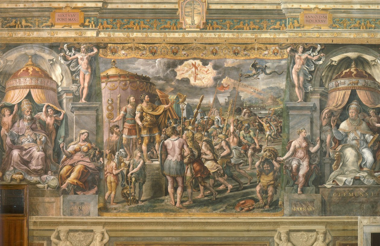 Zjevení kříže císaři Konstantinovi, 1517-1524 od Gianfrancesco Penni