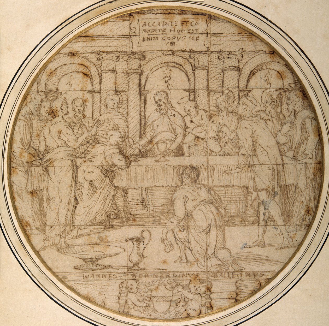 Eucharistie (pero a hnědá tuš na papíře) od Giannicola di Paolo