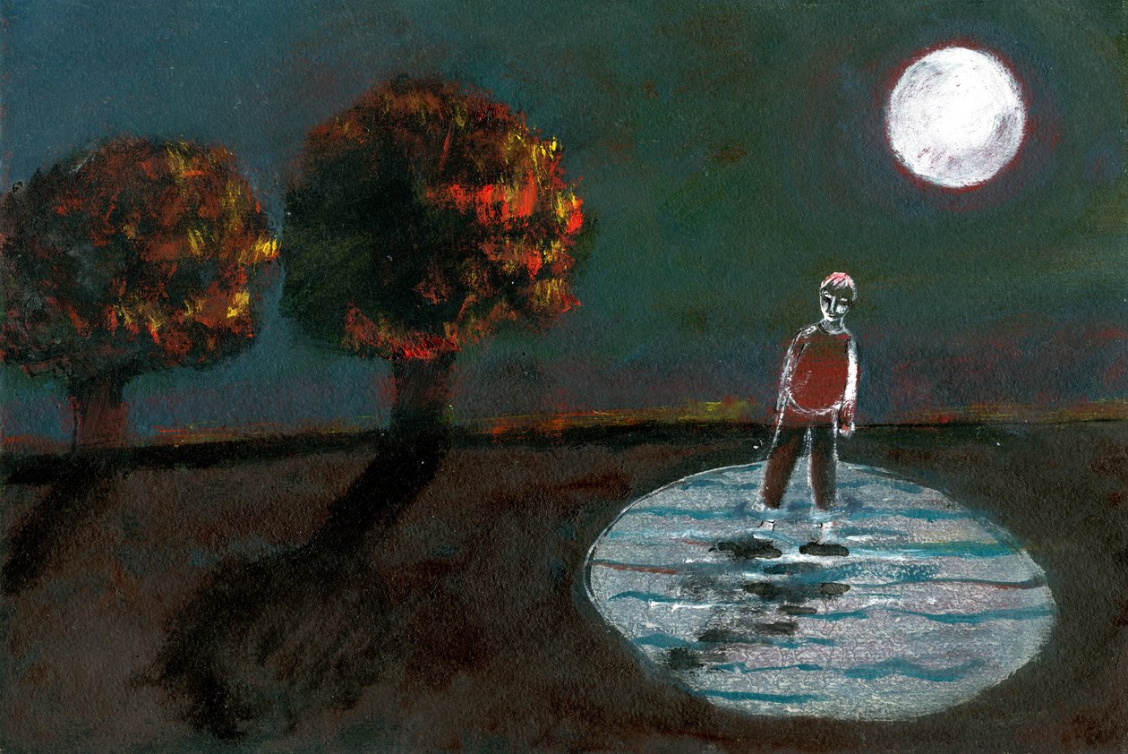 Z podzimu se stává zima, Studie na noční procházku, 2004, (olej na papíře) od Gigi Sudbury