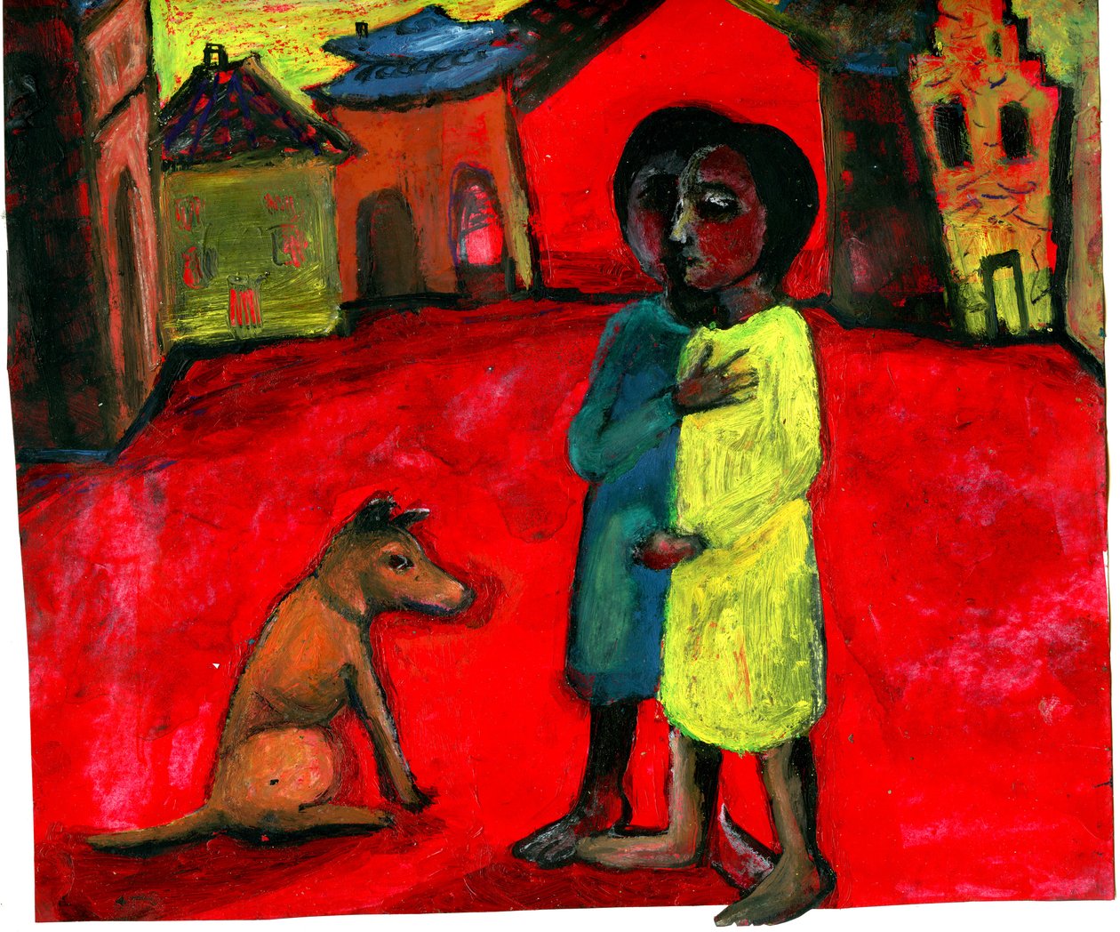 Hnědý pes, 2004, (smíšená média) od Gigi Sudbury