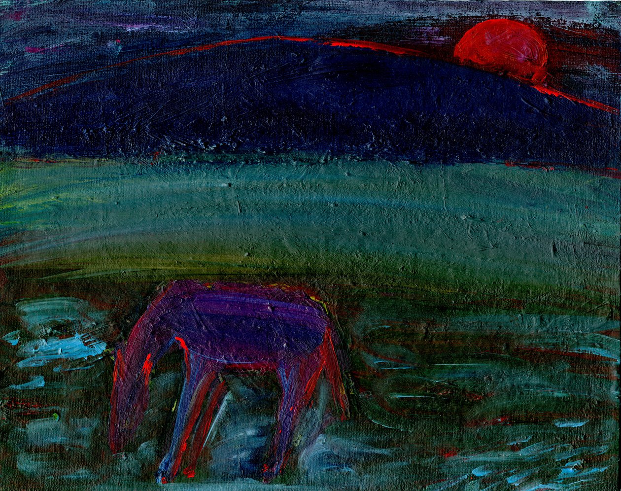 Kůň a červený měsíc, 2016, od Gigi Sudbury