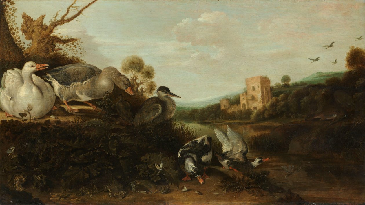 Vodní ptáci od Gijsbert Gillisz de Hondecoeter