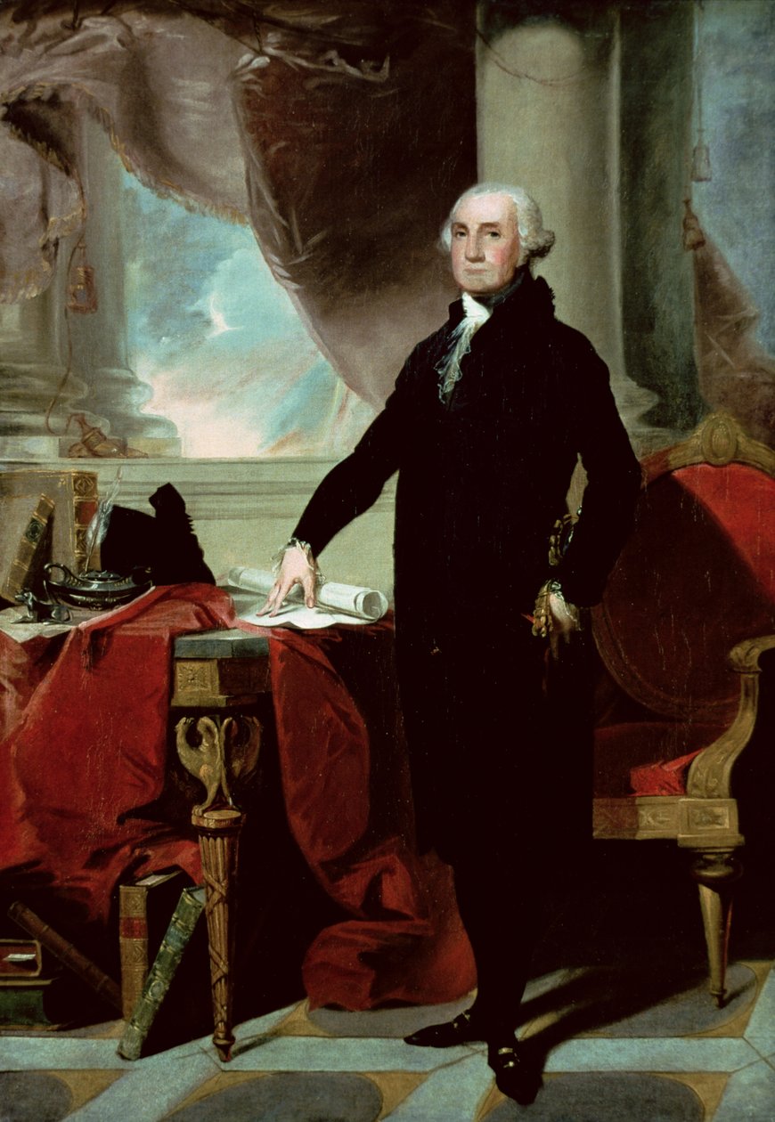 George Washington (1732-99) (barevné lito) od Gilbert (after) Stuart