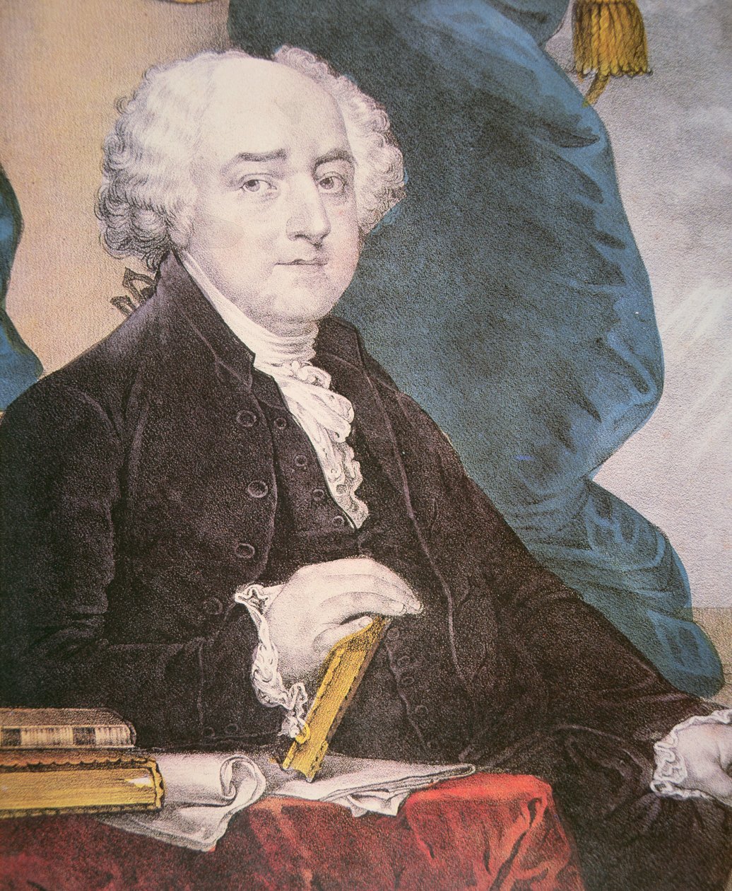 John Adams (1735-1826) publikoval Nathaniel Currier (1813-88) (barevné lito) od Gilbert (after) Stuart