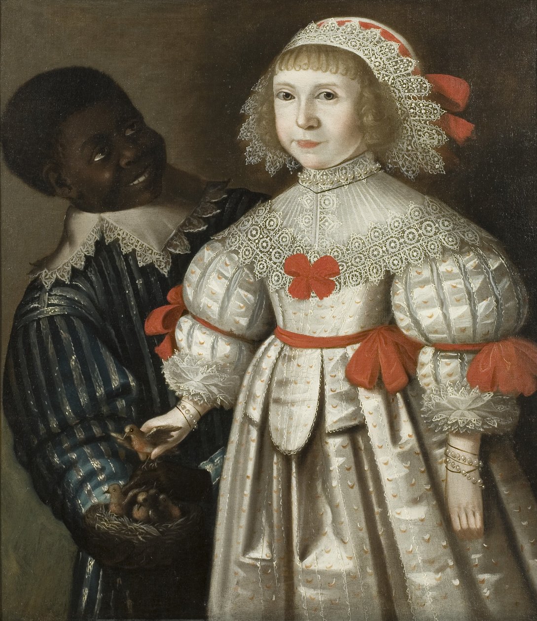 Dcera Florence Poulett a Thomase Smytha z Ashton Court se svou černou stránkou, kolem roku 1640 (olej na plátně) od Gilbert (circle of) Jackson