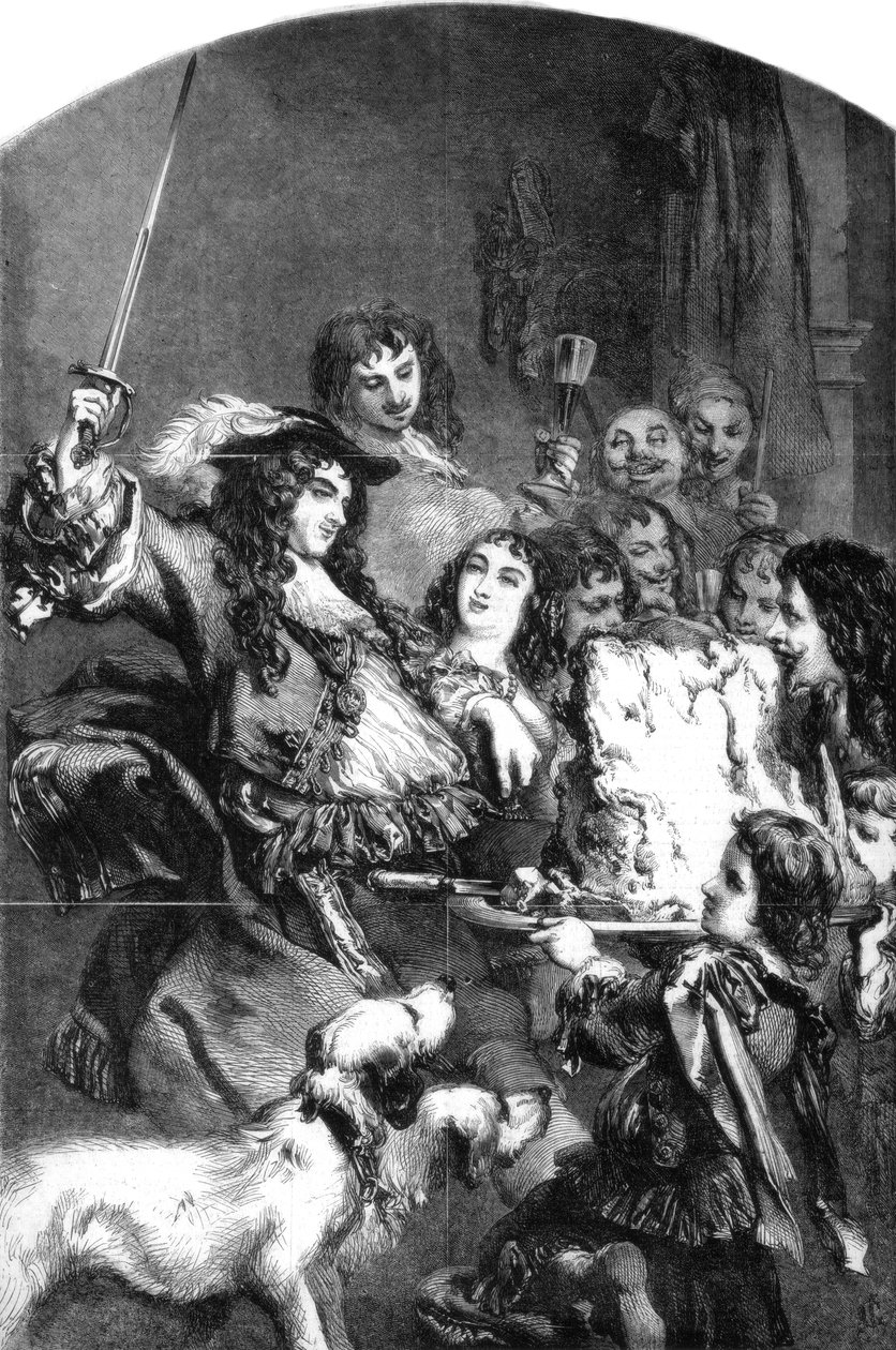 Karel II. pasující na rytíře hovězí hřbet od Gilbert