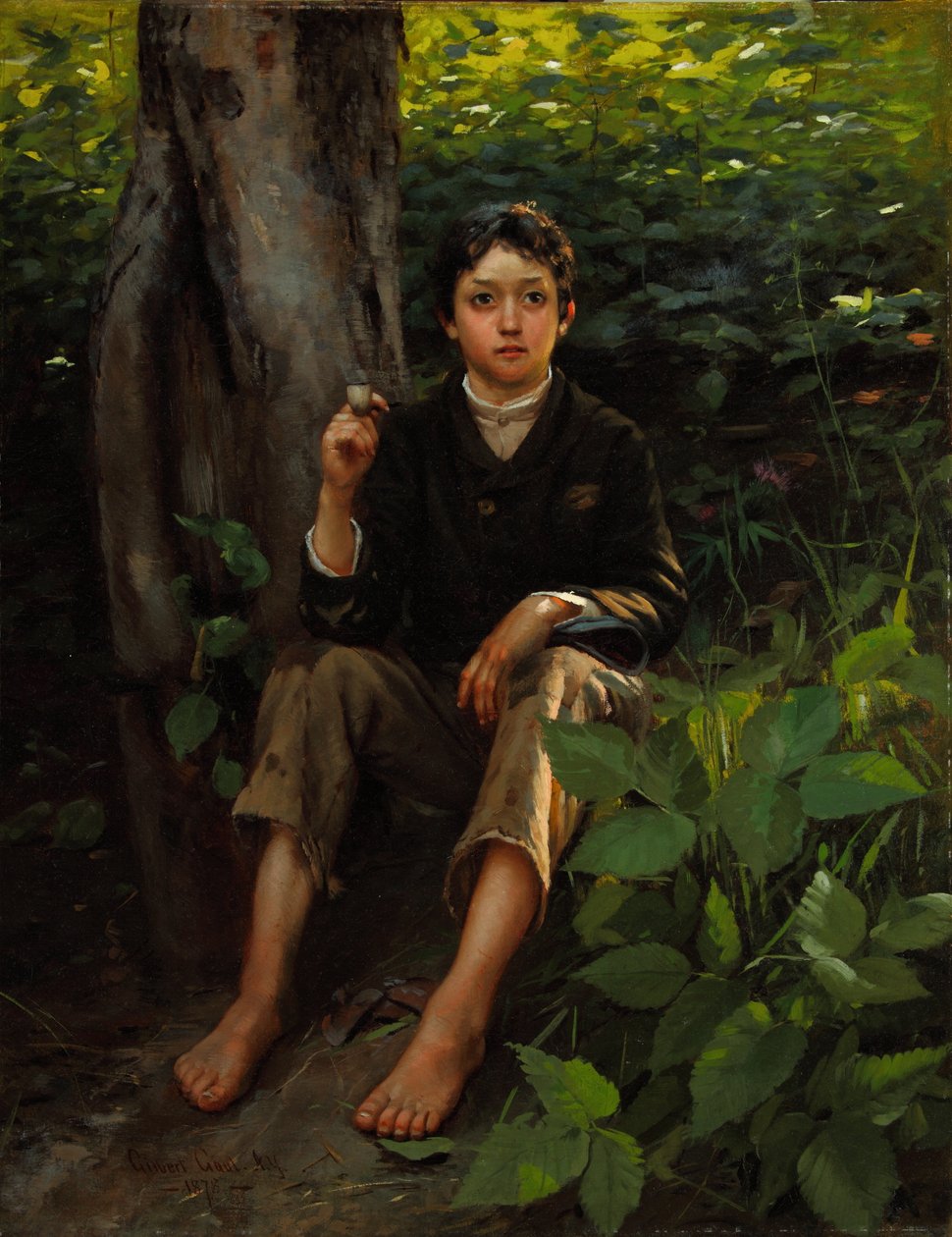 Jeho první kouř 1878 (olej na plátně) od Gilbert Gaul