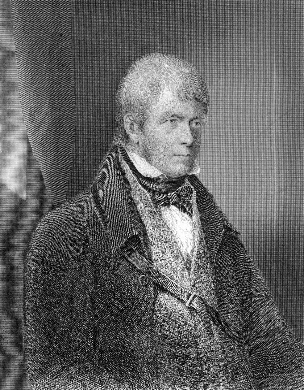 Portrét Waltera Scotta (rytina) (černobílá fotografie) od Gilbert Stuart Newton