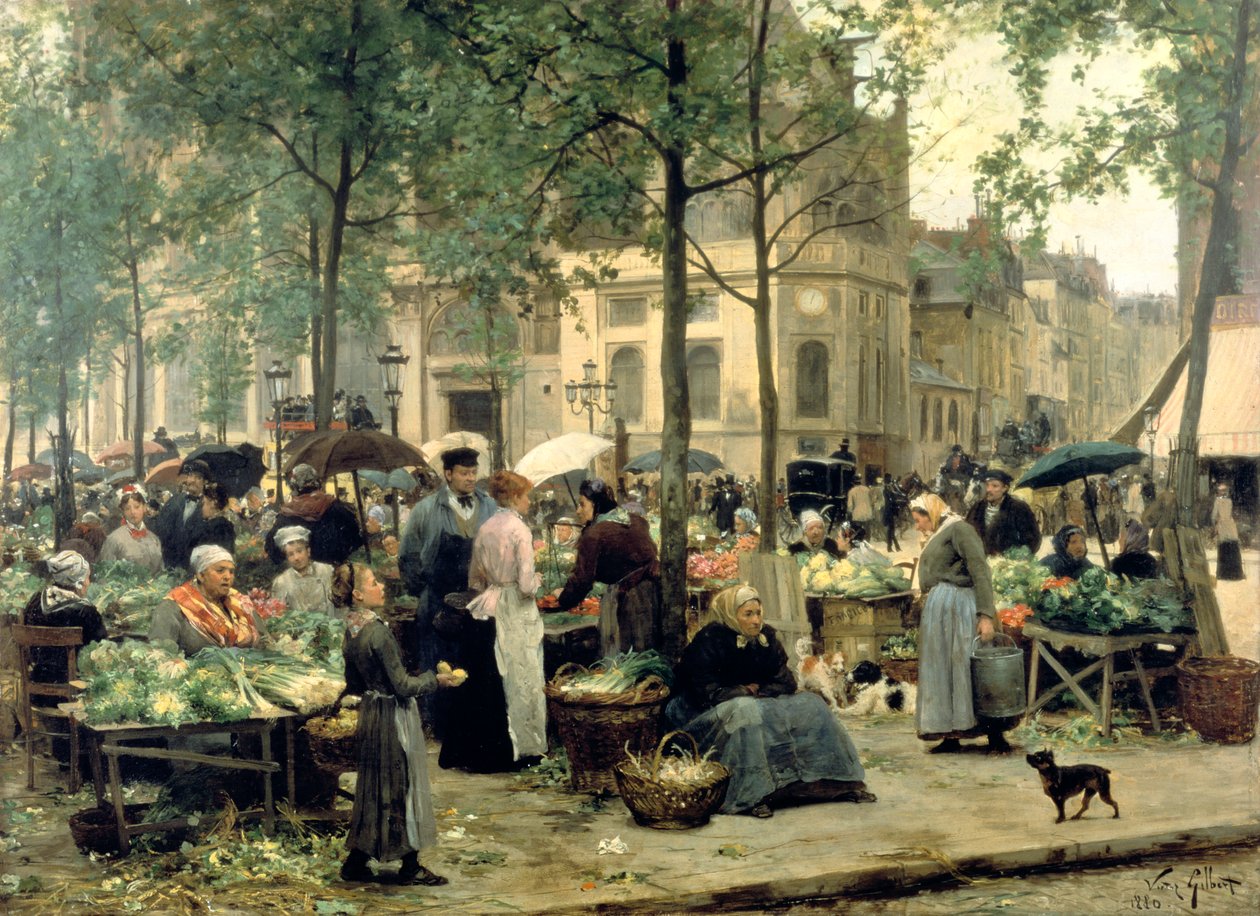 "Tržní náměstí", Paříž, 1880 od Gilbert Victor Gabriel