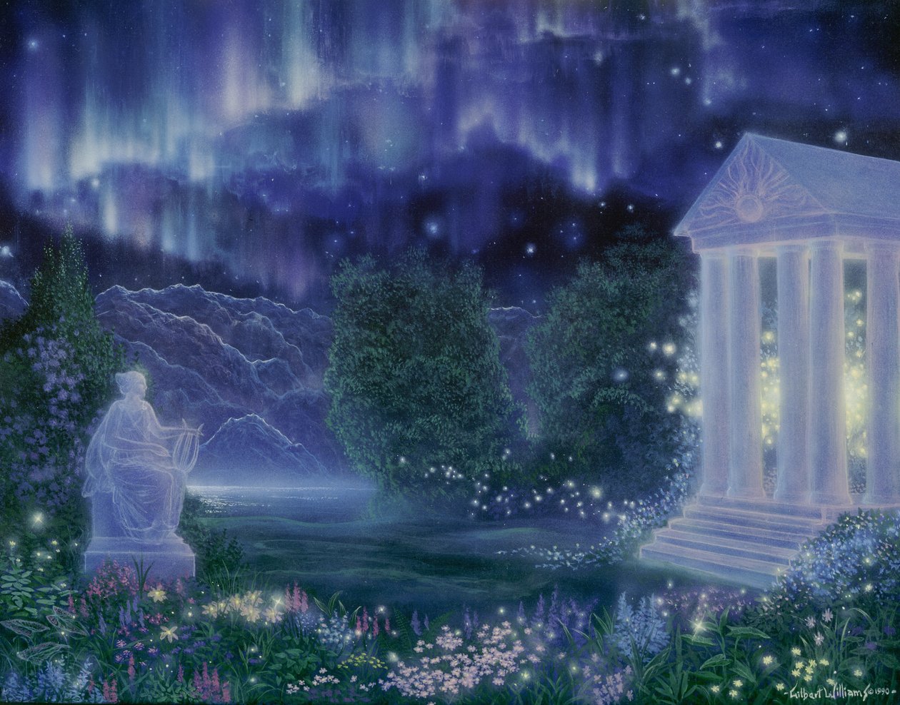 Aurora garden,1990 (akryl na plátně) od Gilbert Williams